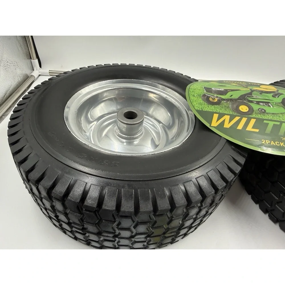 2 Pack 13X5.00-6 Flat Free Tire and Wheel Assembly, Solid Lawn Mower Front Tir